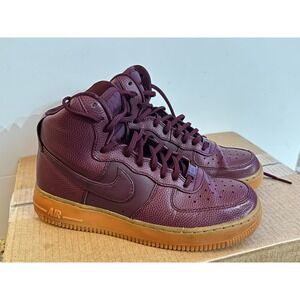Nike Air Force 1 High Burgundy Gum Sole Basketball Sneakers Womens